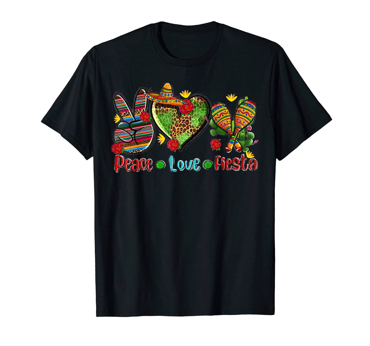 Peace Love Fiesta Heart Leopard T-Shirt - Casual Everyday Wear Unisex - T-Shirt, Sweatshirt, Hoodie