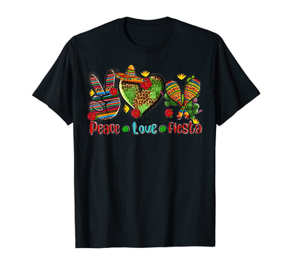 Peace Love Fiesta Heart Leopard T-Shirt - Casual Everyday Wear Unisex - T-Shirt, Sweatshirt, Hoodie