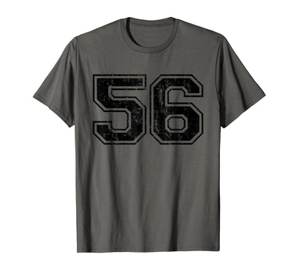 Number 56 Varsity Distressed Sport Team T-Shirt - Streetwear Style Unisex - T-Shirt, Sweatshirt, Hoodie
