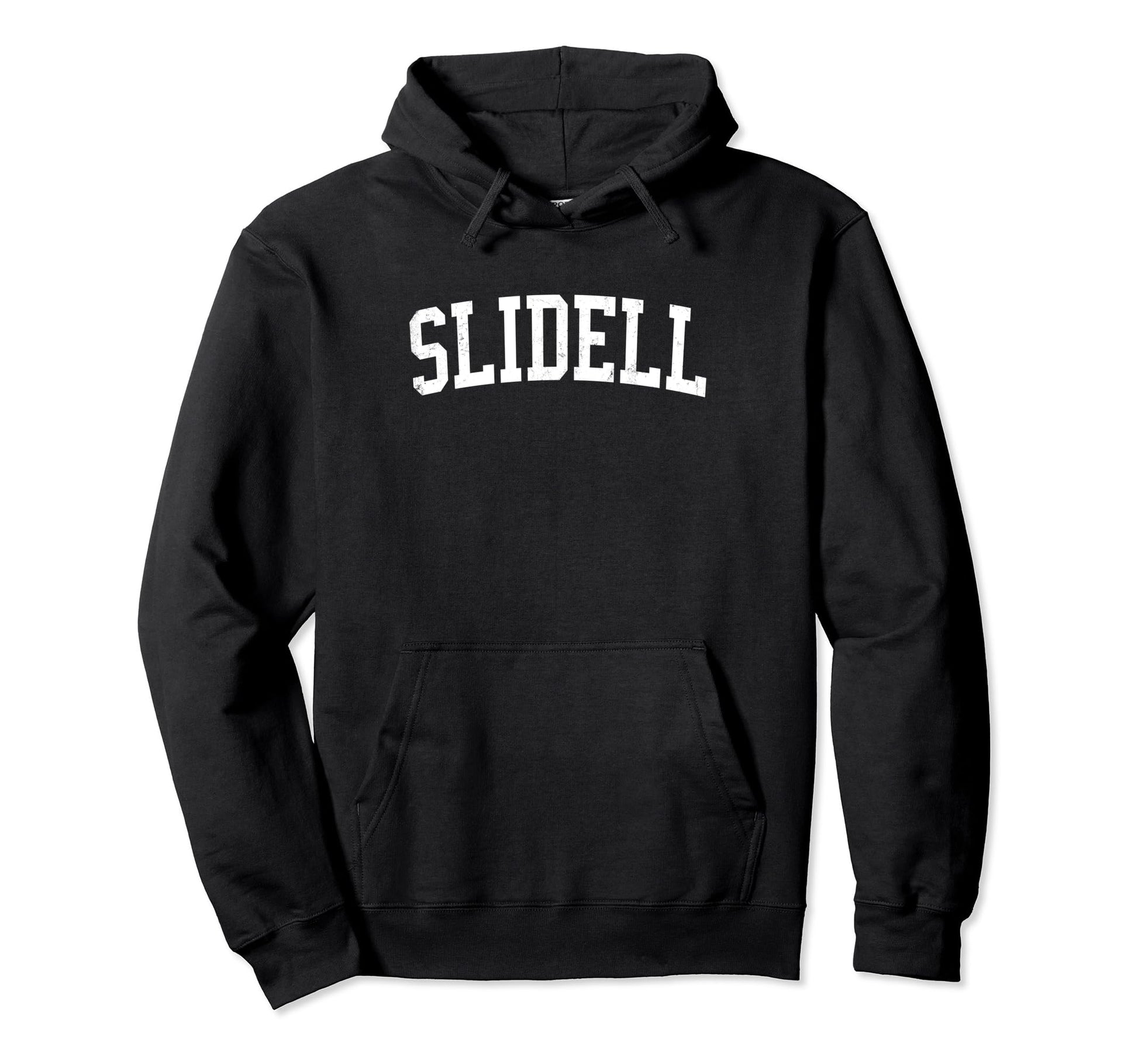 Slidell La Distressed White Varsity Hoodie - Novelty Apparel Men Women - T-Shirt, Sweatshirt, Hoodie