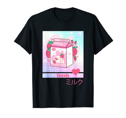 Kawaii Strawberry Cow Milk Aesthetic T-Shirt - Trendy Graphic Men Women - T-Shirt, Sweatshirt, Hoodie