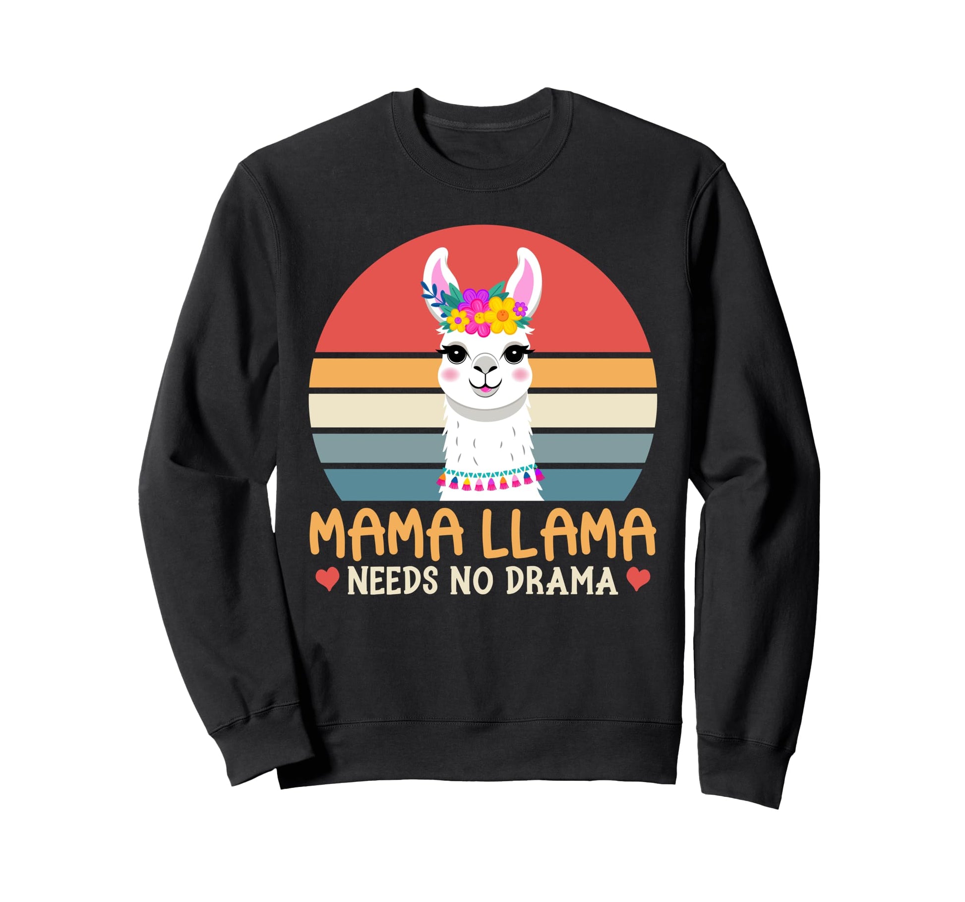 Mama Llama Needs No Drama Floral Sweatshirt - Trendy Graphic for Adults - T-Shirt, Sweatshirt, Hoodie