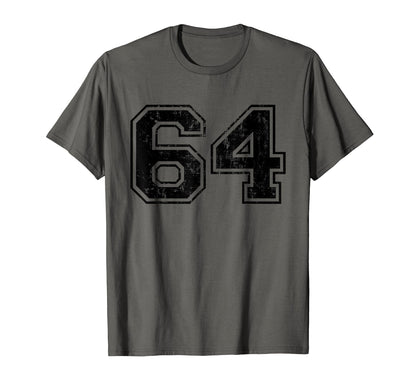 Number 64 Varsity Distressed Sport T-Shirt - Streetwear Style Men Women - T-Shirt, Sweatshirt, Hoodie