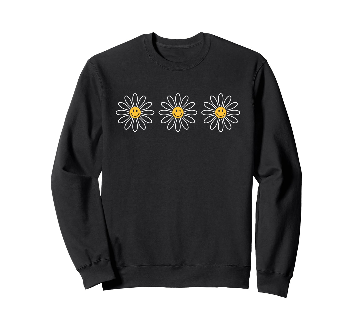 Boho Happy Daisies Summer Art Sweatshirt - Graphic Print for Adults - T-Shirt, Sweatshirt, Hoodie