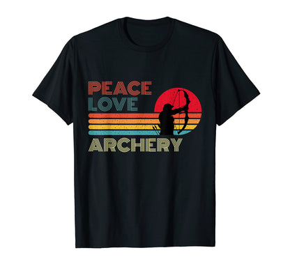 Peace Love Archery Striped Sunset Sport T-Shirt - Trendy Graphic for Adults - T-Shirt, Sweatshirt, Hoodie