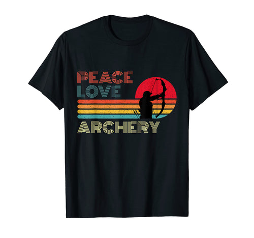 Peace Love Archery Striped Sunset Sport T-Shirt - Trendy Graphic for Adults - T-Shirt, Sweatshirt, Hoodie