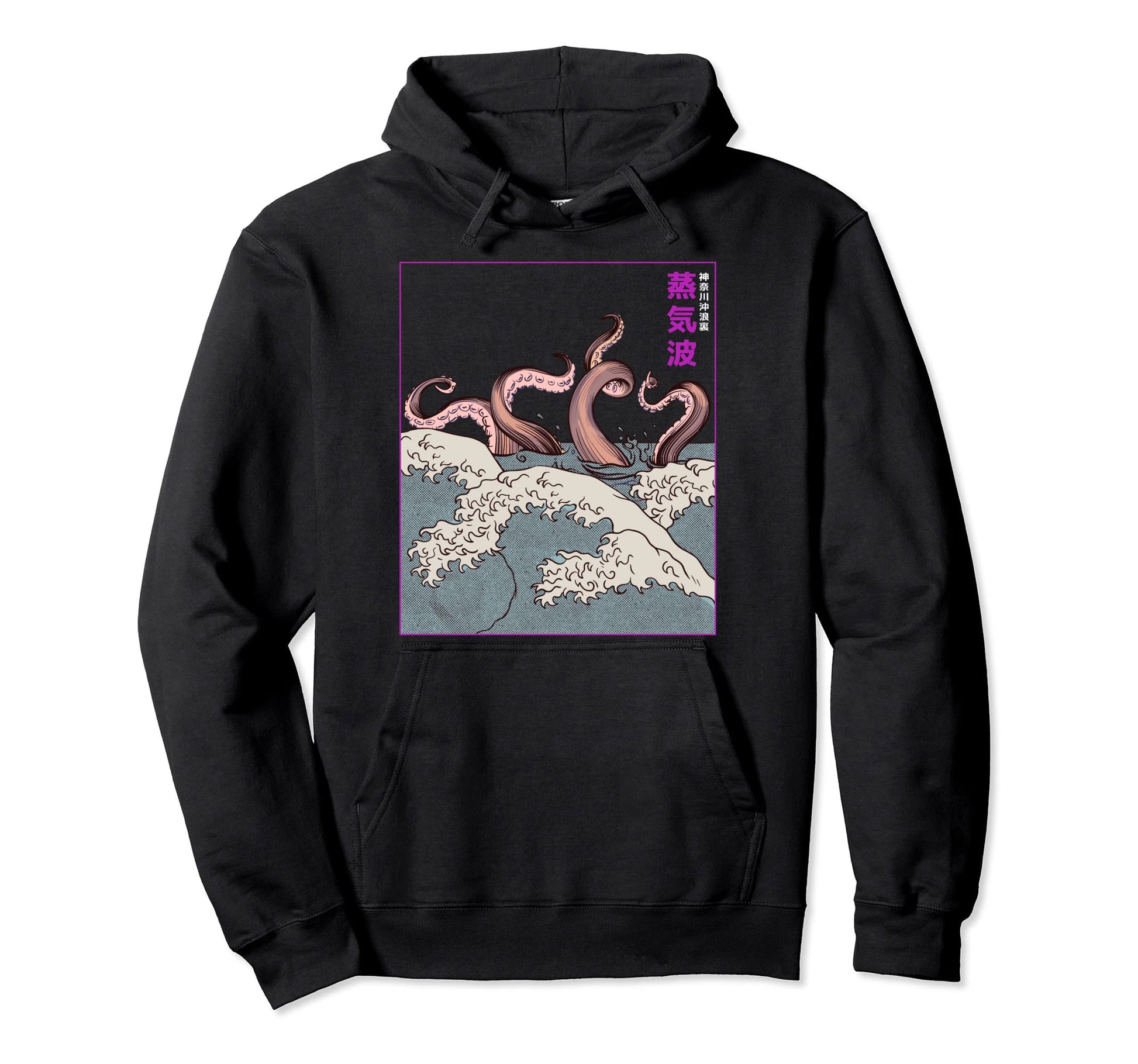Kanagawa Wave Japan Vaporwave Hoodie - Custom Art Print for Adults - T-Shirt, Sweatshirt, Hoodie