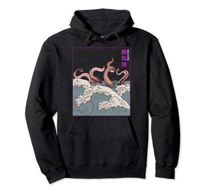 Kanagawa Wave Japan Vaporwave Hoodie - Custom Art Print for Adults - T-Shirt, Sweatshirt, Hoodie