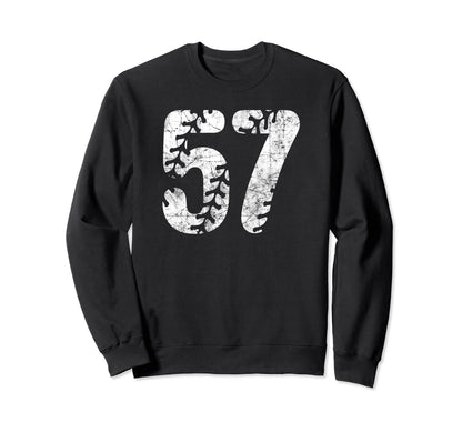 Baseball Softball Mom 57 Number 57 Sweatshirt - Fun Novelty Design Unisex - T-Shirt, Sweatshirt, Hoodie