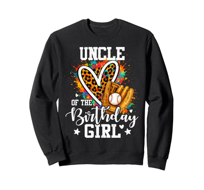 Uncle Birthday Baseball Player Leopard Sweatshirt - Graphic Print Unisex - T-Shirt, Sweatshirt, Hoodie