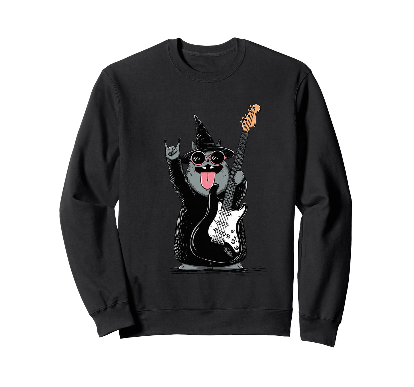 Cat Wizard Electric Guitar Funny Sweatshirt - Custom Art Print Unisex - T-Shirt, Sweatshirt, Hoodie