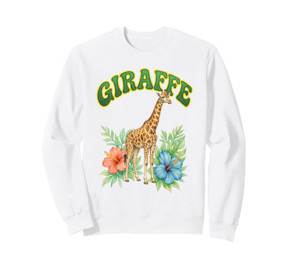 Giraffe Groovy Floral Giraffe Sweatshirt - Fun Novelty Design Unisex - T-Shirt, Sweatshirt, Hoodie