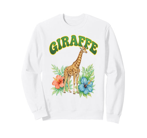 Giraffe Groovy Floral Giraffe Sweatshirt - Fun Novelty Design Unisex - T-Shirt, Sweatshirt, Hoodie