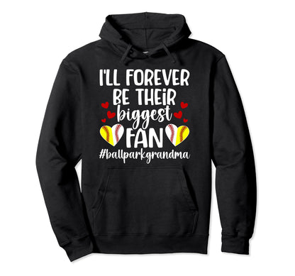 Their Biggest Fan Ballpark Grandma Hoodie - Minimalist Print for Adults - T-Shirt, Sweatshirt, Hoodie