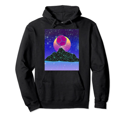 Vaporwave Mountain Landscape Night Sky Hoodie - Custom Art Print Men Women - T-Shirt, Sweatshirt, Hoodie