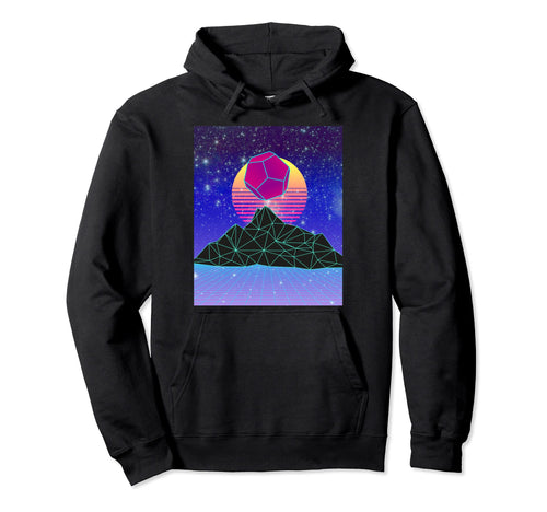 Vaporwave Mountain Landscape Night Sky Hoodie - Custom Art Print Men Women - T-Shirt, Sweatshirt, Hoodie