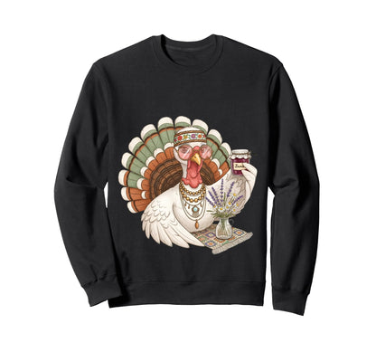 Funny Hippie Turkey Boho Thanksgiving Sweatshirt - Graphic Print Men Women - T-Shirt, Sweatshirt, Hoodie