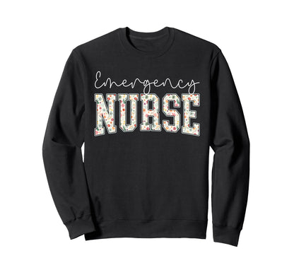 Boho Floral Er Nurse Emergency Sweatshirt - Custom Art Print for Adults - T-Shirt, Sweatshirt, Hoodie