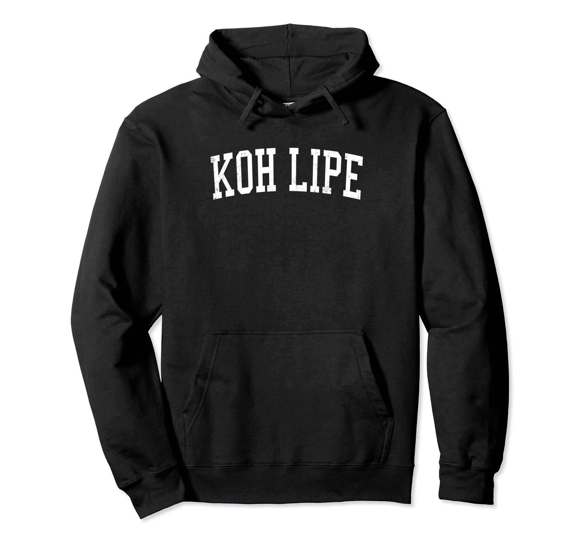 Koh Lipe Distressed White Varsity Hoodie - Graphic Print Unisex - T-Shirt, Sweatshirt, Hoodie