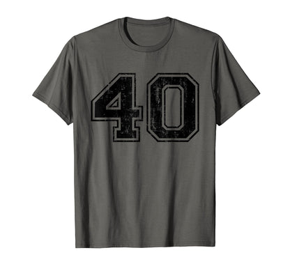 Number 40 Varsity Distressed Sport Team T-Shirt - Trendy Graphic Unisex - T-Shirt, Sweatshirt, Hoodie