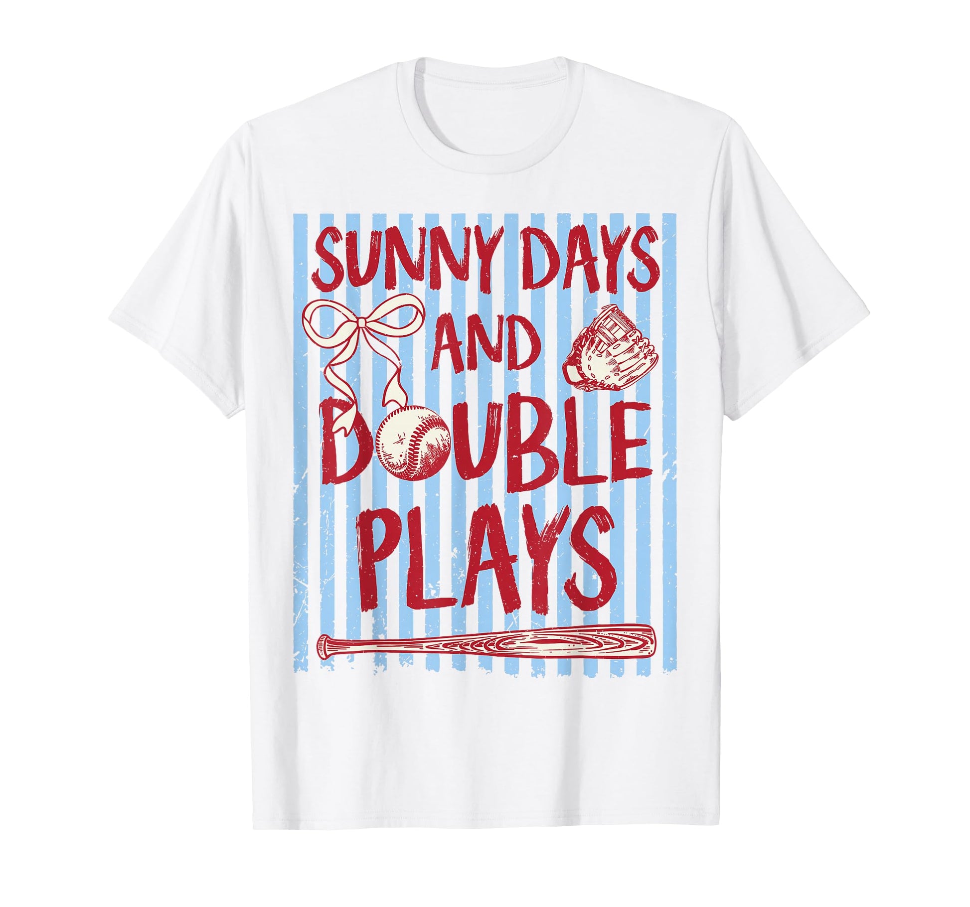 Sunny Days And Double Plays Baseball T-Shirt - Minimalist Print Men Women - T-Shirt, Sweatshirt, Hoodie