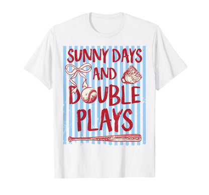 Sunny Days And Double Plays Baseball T-Shirt - Minimalist Print Men Women - T-Shirt, Sweatshirt, Hoodie