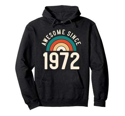 Awesome Since 1972 Rainbow 50Th Hoodie - Minimalist Print Men Women - T-Shirt, Sweatshirt, Hoodie