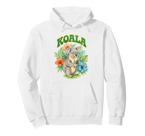 Koala Groovy Floral Koala Watercolor Hoodie - Novelty Apparel for Adults - T-Shirt, Sweatshirt, Hoodie