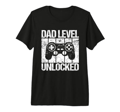 Dad Level Unlocked Gaming Controller T-Shirt - Minimalist Print for Adults - T-Shirt, Sweatshirt, Hoodie