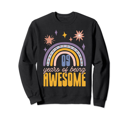 09 Years Being Awesome Free Spirit Sweatshirt - Graphic Print for Adults - T-Shirt, Sweatshirt, Hoodie