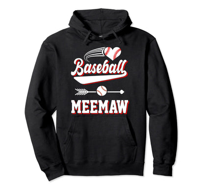 Baseball Meemaw Baseball Player Arrow Hoodie - Unique Graphic Men Women - T-Shirt, Sweatshirt, Hoodie