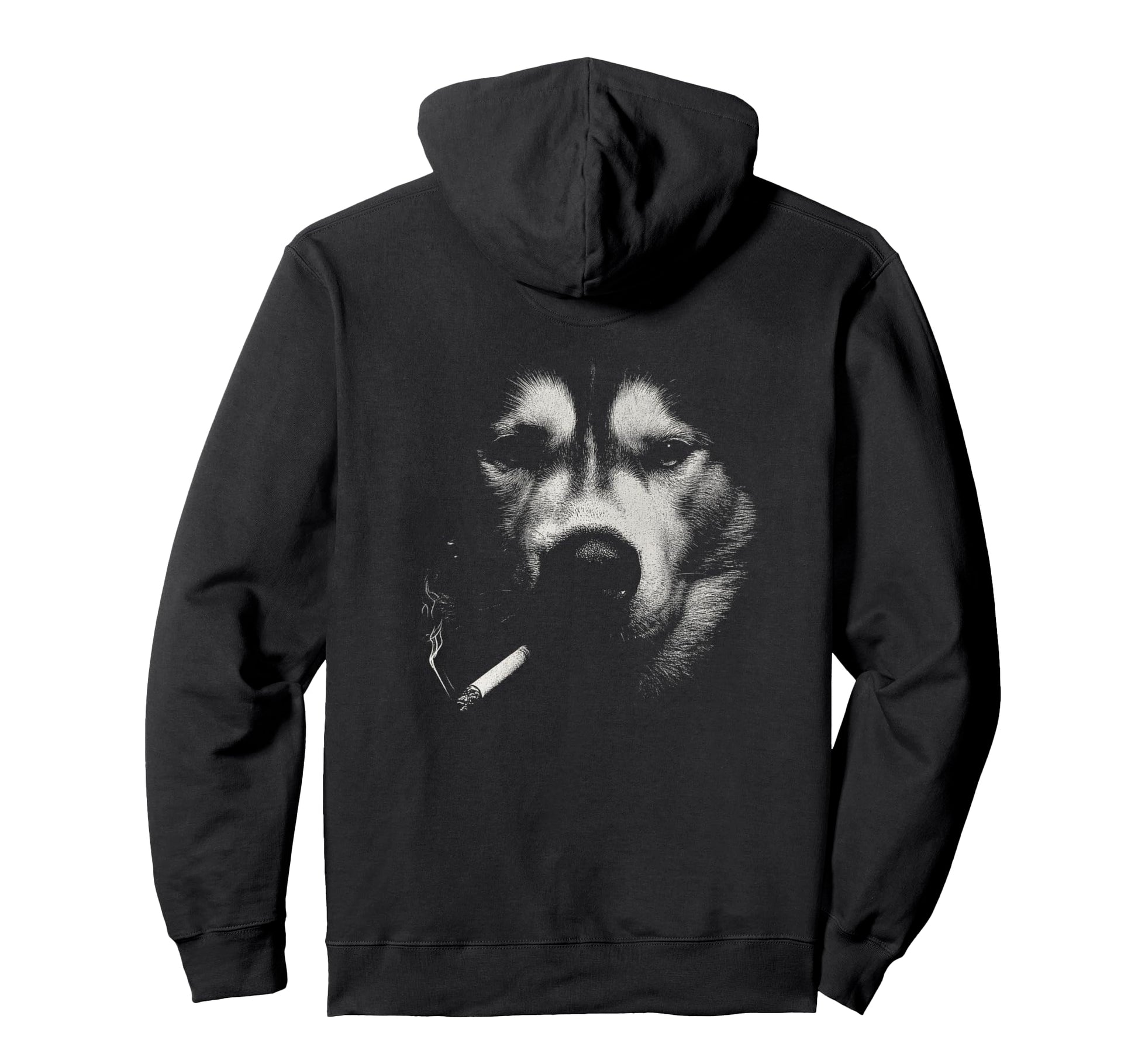Siberian Husky Smoking Cigarette Grunge Hoodie - Unique Graphic Men Women - T-Shirt, Sweatshirt, Hoodie