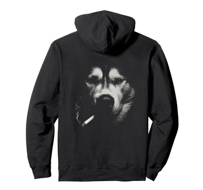 Siberian Husky Smoking Cigarette Grunge Hoodie - Unique Graphic Men Women - T-Shirt, Sweatshirt, Hoodie
