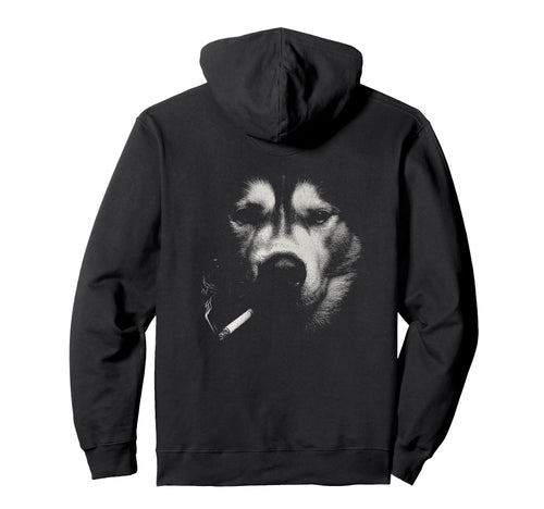 Siberian Husky Smoking Cigarette Grunge Hoodie - Unique Graphic Men Women - T-Shirt, Sweatshirt, Hoodie