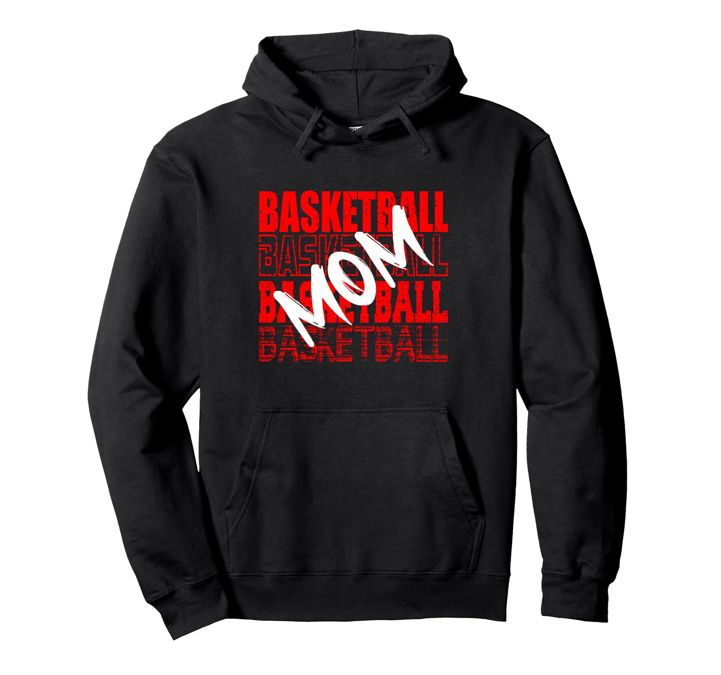 Basketball Mom Red Distressed Sports Hoodie - Custom Art Print for Adults - T-Shirt, Sweatshirt, Hoodie