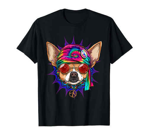 Tie Dye Hippie Chihuahua Hippiness T-Shirt - Minimalist Print for Adults - T-Shirt, Sweatshirt, Hoodie