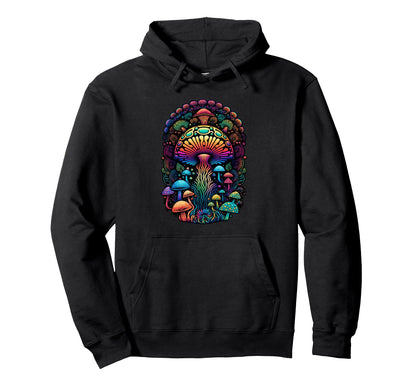 Colorful Trippy Mushroom Fantasy Nature Hoodie - Novelty Apparel Men Women - T-Shirt, Sweatshirt, Hoodie