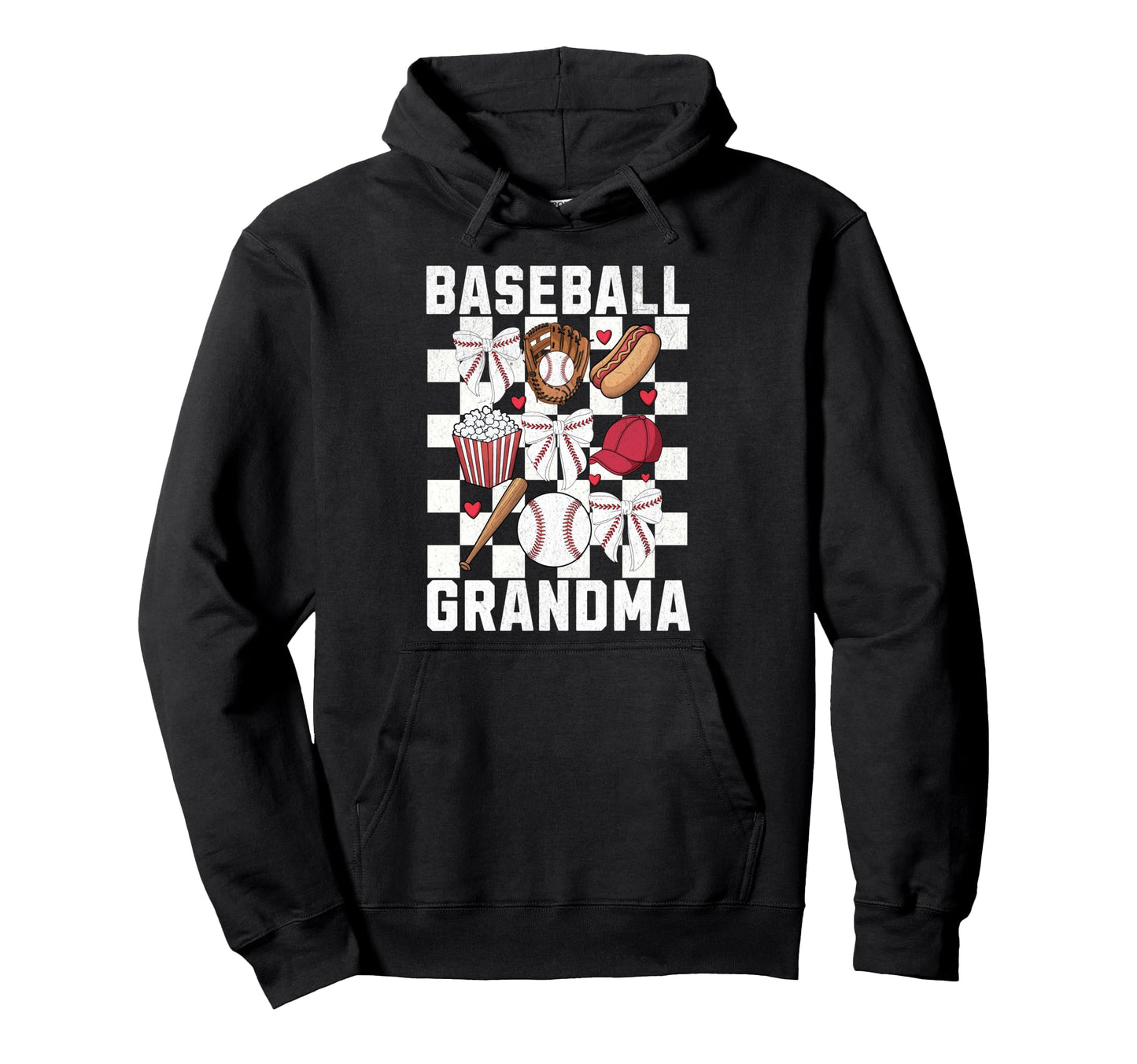 Baseball Grandma Coquette Bow Hoodie - Minimalist Print Men Women - T-Shirt, Sweatshirt, Hoodie