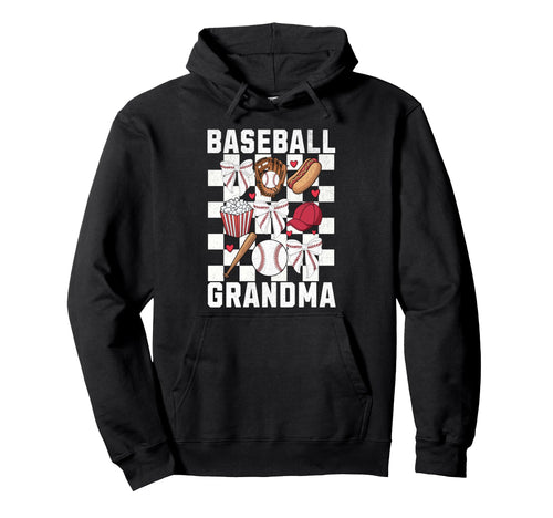 Baseball Grandma Coquette Bow Hoodie - Minimalist Print Men Women - T-Shirt, Sweatshirt, Hoodie