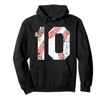 Baseball 10 Jersey Number Hoodie - Custom Art Print Unisex - T-Shirt, Sweatshirt, Hoodie