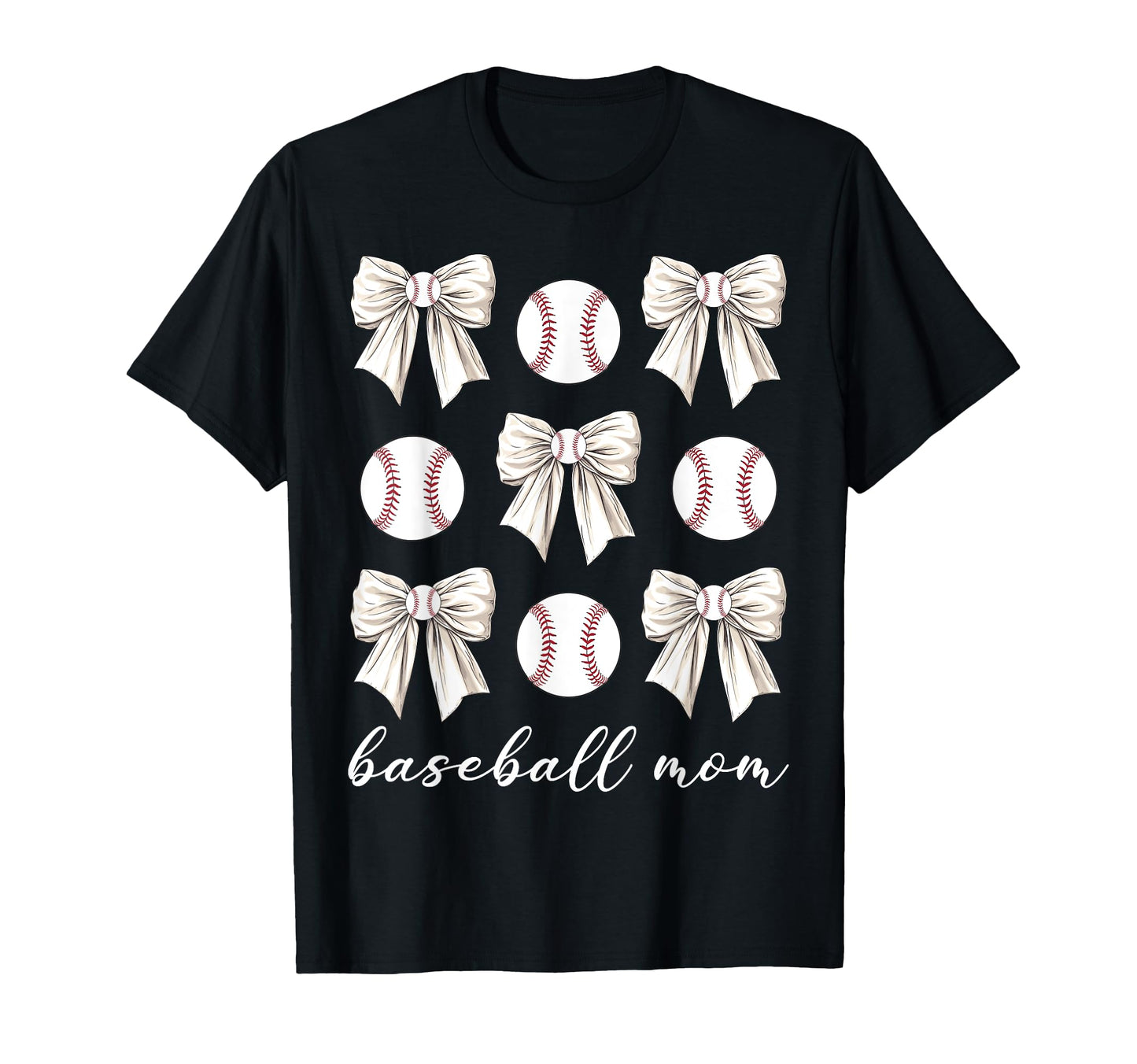 Coquette Bow Baseball Mom Baseball T-Shirt - Graphic Print Men Women - T-Shirt, Sweatshirt, Hoodie