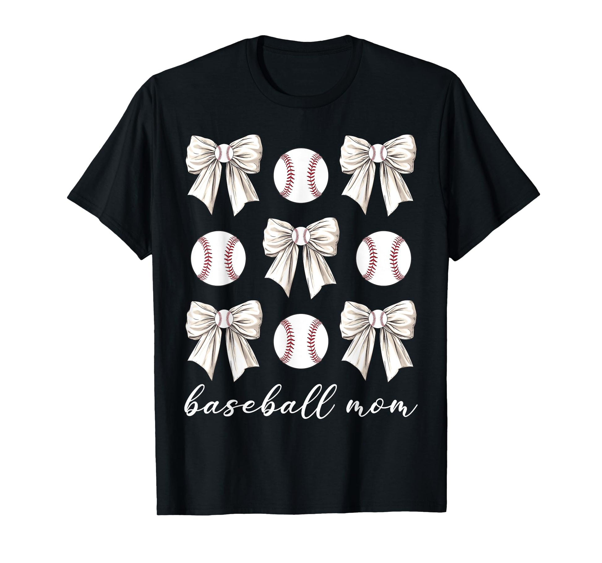 Coquette Bow Baseball Mom Baseball T-Shirt - Graphic Print Men Women - T-Shirt, Sweatshirt, Hoodie