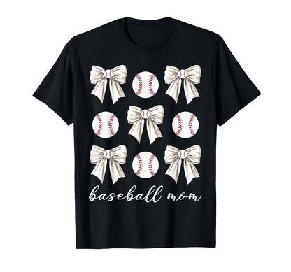 Coquette Bow Baseball Mom Baseball T-Shirt - Graphic Print Men Women - T-Shirt, Sweatshirt, Hoodie