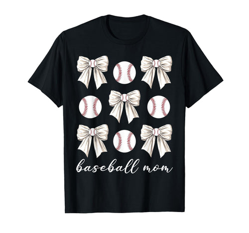 Coquette Bow Baseball Mom Baseball T-Shirt - Graphic Print Men Women - T-Shirt, Sweatshirt, Hoodie