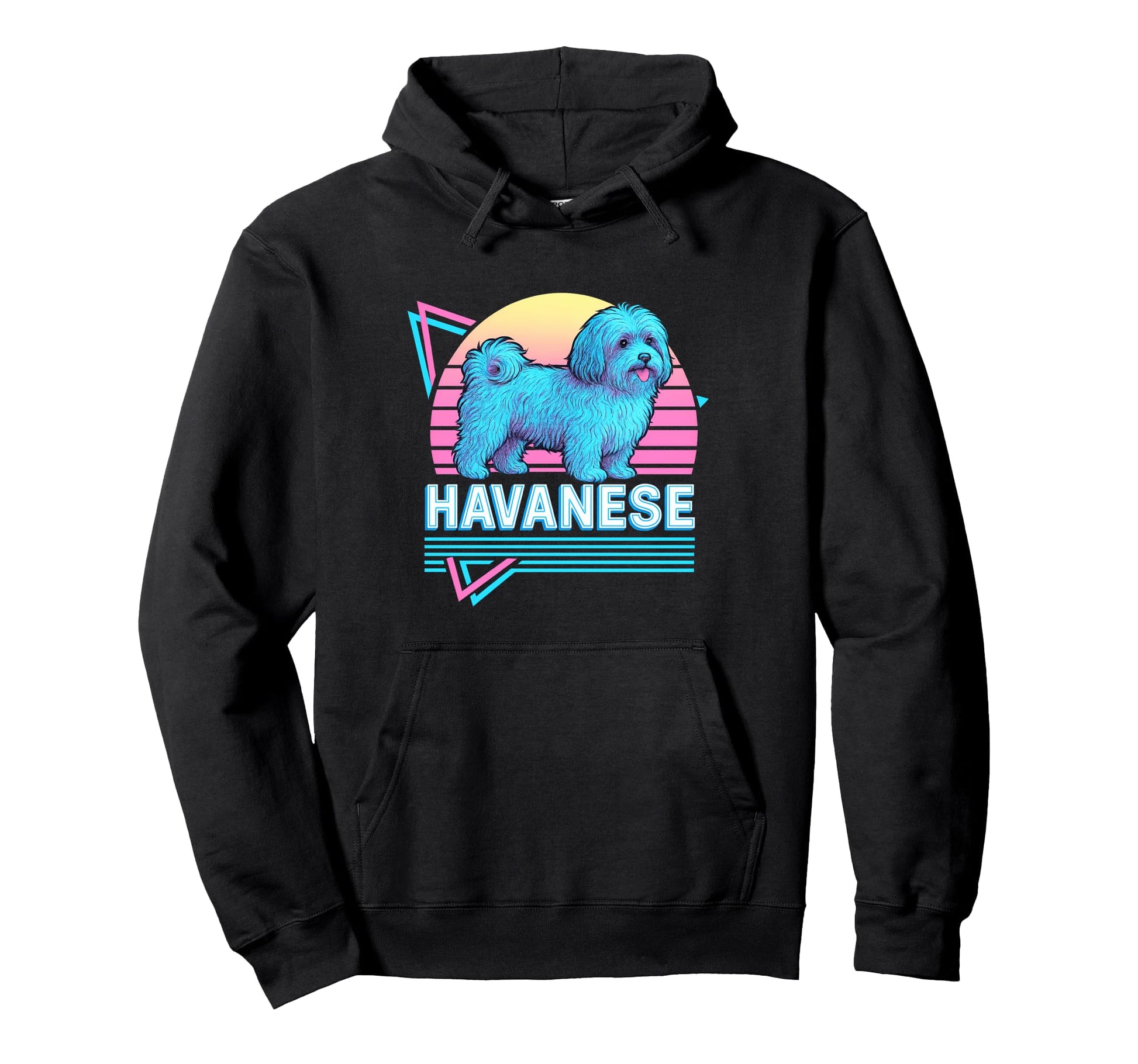 Havanese Dog Synthwave Aesthetic Dog Hoodie - Unique Graphic for Adults - T-Shirt, Sweatshirt, Hoodie