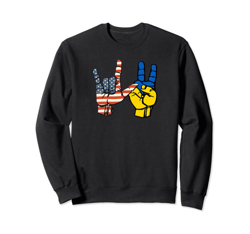 I Love Peace Ukrainian And American Sweatshirt - Trendy Graphic for Adults - T-Shirt, Sweatshirt, Hoodie