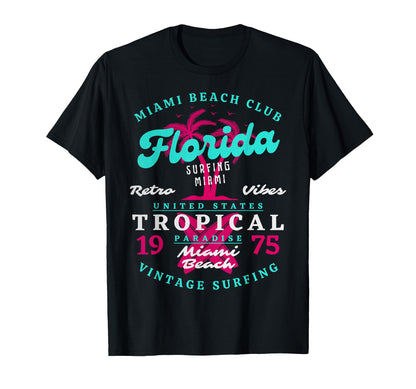 Miami Beach Club Surfing Florida T-Shirt - Minimalist Print Unisex - T-Shirt, Sweatshirt, Hoodie