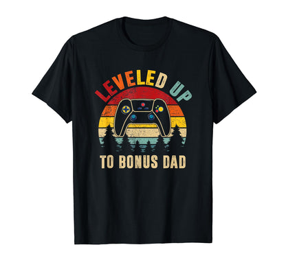 Mens Leveled Up O Bonus Dad Video Gamer T-Shirt - Custom Art Print Unisex - T-Shirt, Sweatshirt, Hoodie