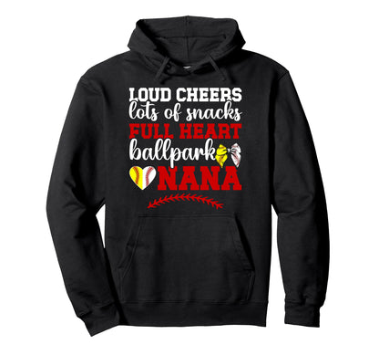 Ballpark Nana Grandma Funny Baseball Hoodie - Custom Art Print Men Women - T-Shirt, Sweatshirt, Hoodie