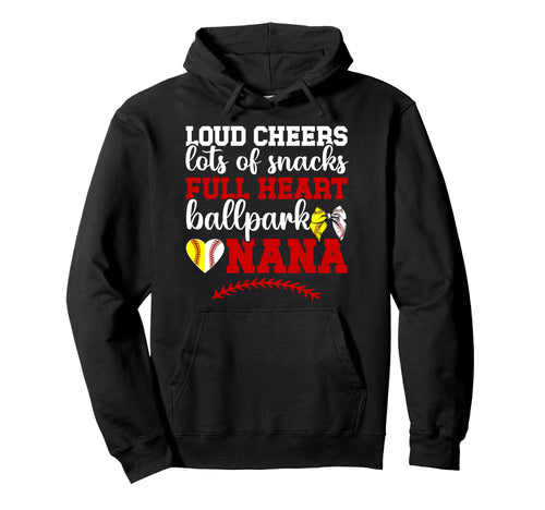 Ballpark Nana Grandma Funny Baseball Hoodie - Custom Art Print Men Women - T-Shirt, Sweatshirt, Hoodie